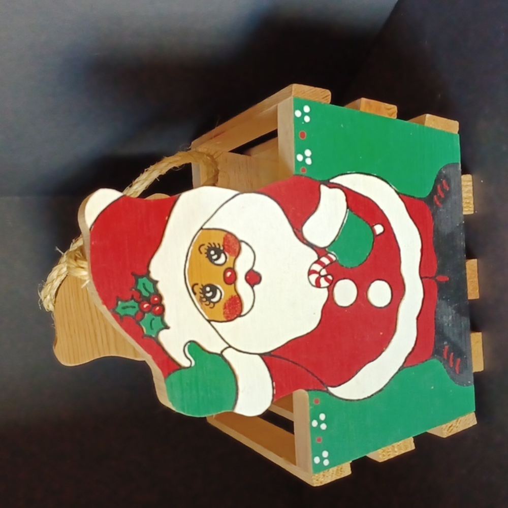 KC's  Handcrafted in Wisconsin Santa Clause Wood Basket Gift Basket Christmas